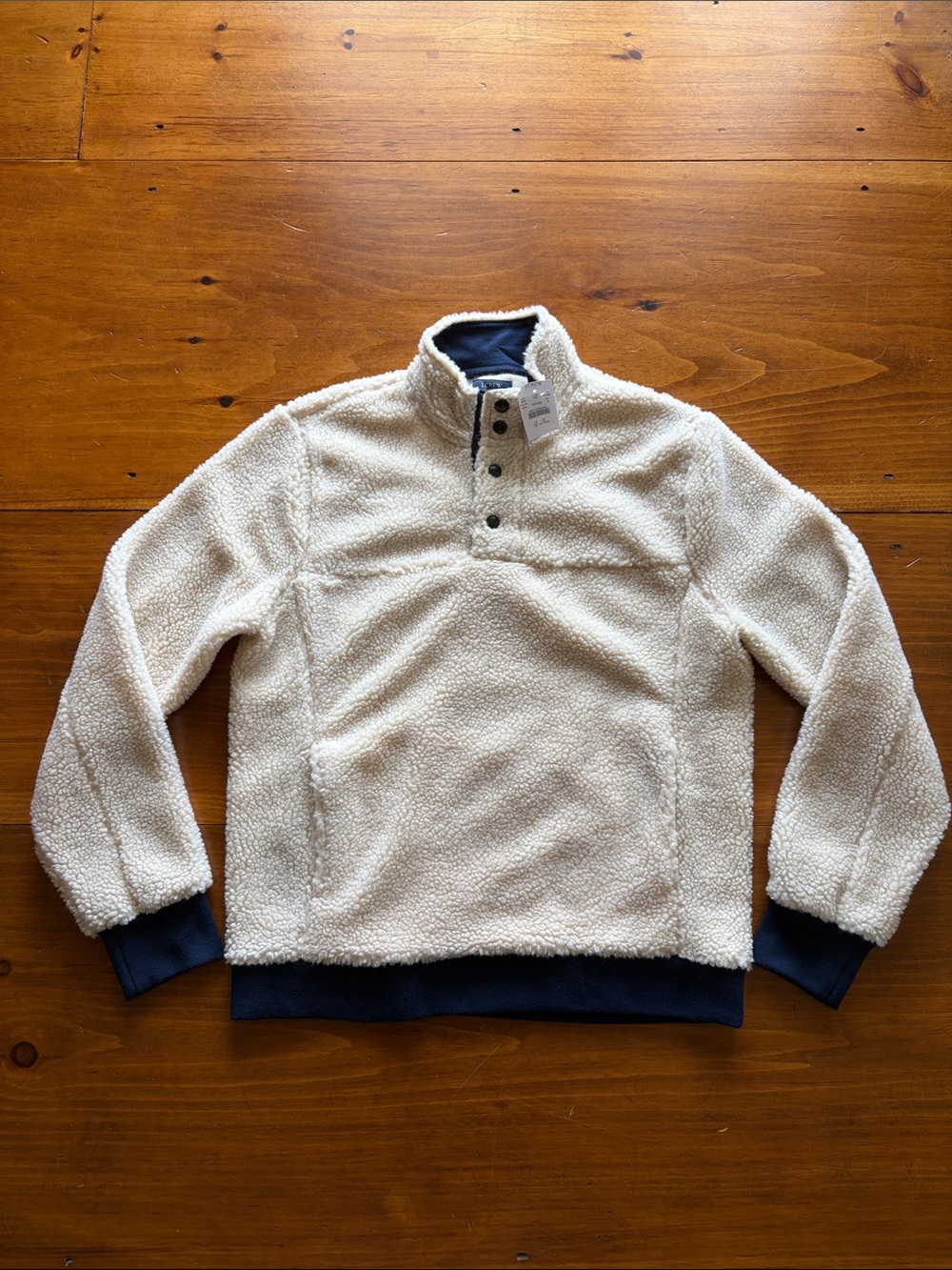 J. Crew Fleece Sherpa Pullover Cream Sz M
